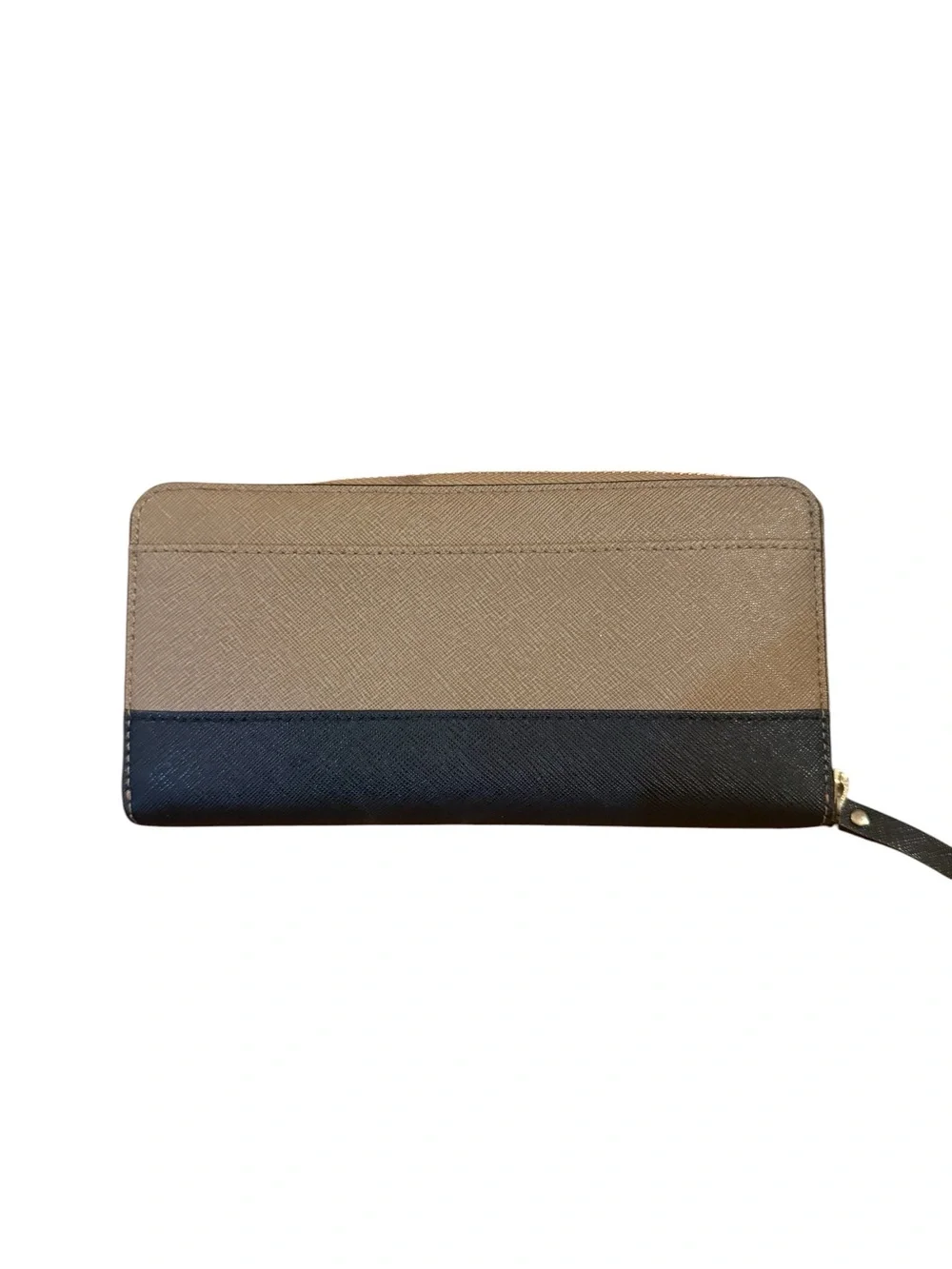Kate Spade Two-Tone Zip Around Wallet — Taupe & Black